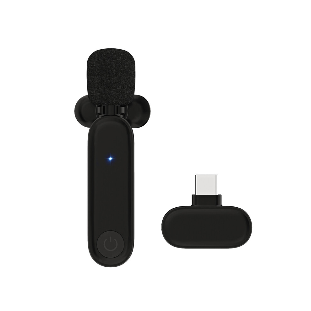 (Type-C Connector + Apple Adapter ) Wireless Lavalier Microphone Phone/Ipad/Tikto Radio Noise Reduction Microphone Black 110691407542