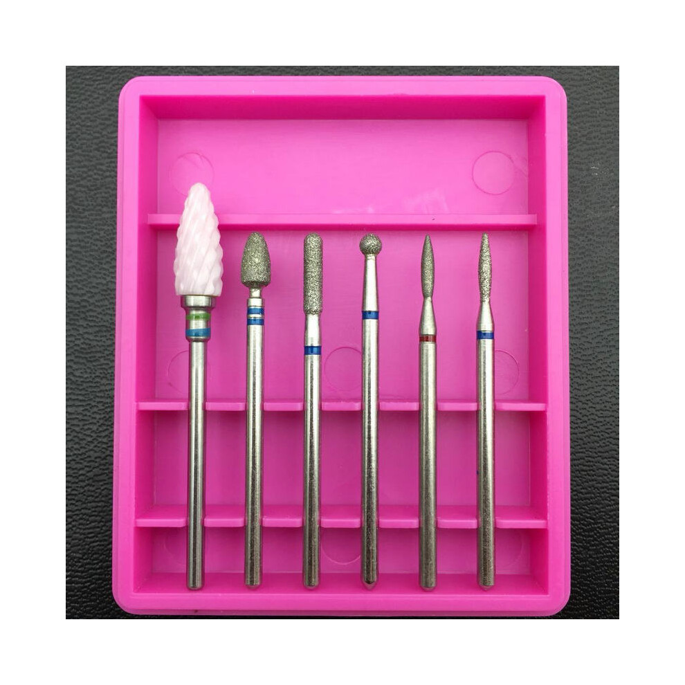 (6#) 6PCS Ceramic Diamond Nail Drill Bits Set Milling Cutter Manicure Gel Cuticle Removal