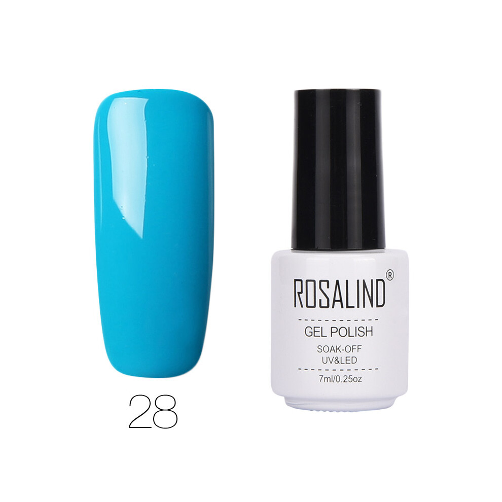 (#28) ROSALIND Nail Art 7ML Gel Polish Semi Permanent Varnish Manicure Primer Top Coat