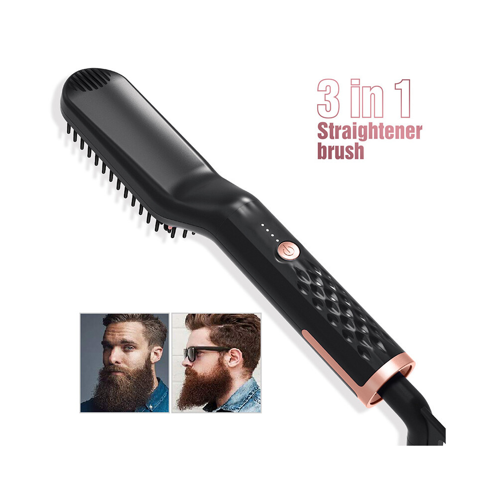 (EU) Multifunctional Hair Comb Brush Electric Beard Straightener Quick Hair Styler For Men