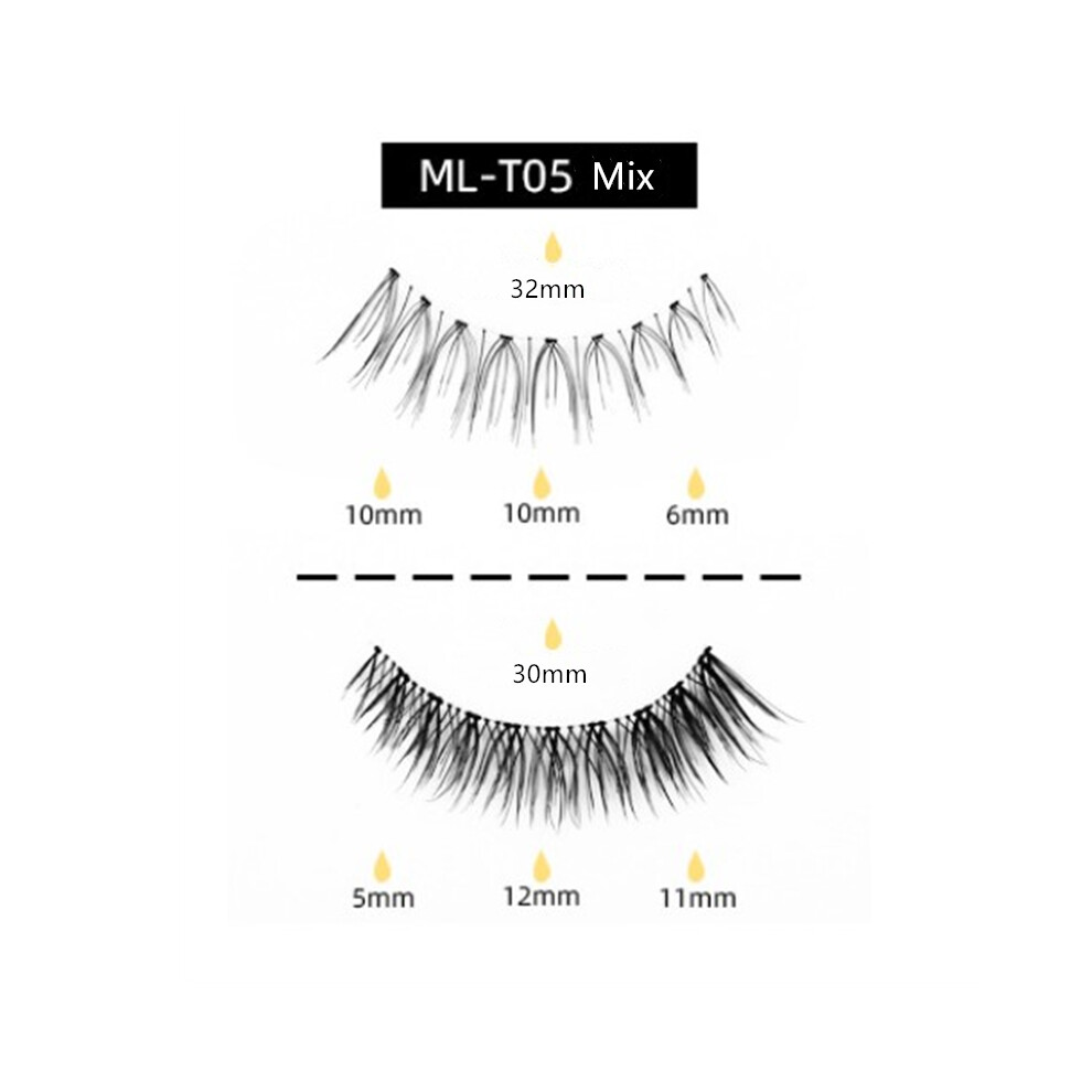 (Ml-T05(Mixed)) 3D False Eyelashes With Eyeliner Tweezer Eyelash Curler Lashes Makeup Extension Set 110691489500