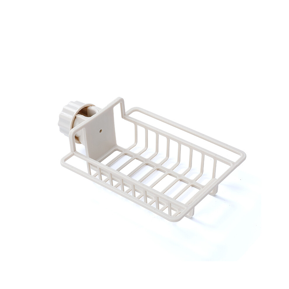 (Beige, Pp) Kitchen Sink Faucet Sponge Soap Storage Organizer Cloth Drain Rack Holder Shelf 320997780557