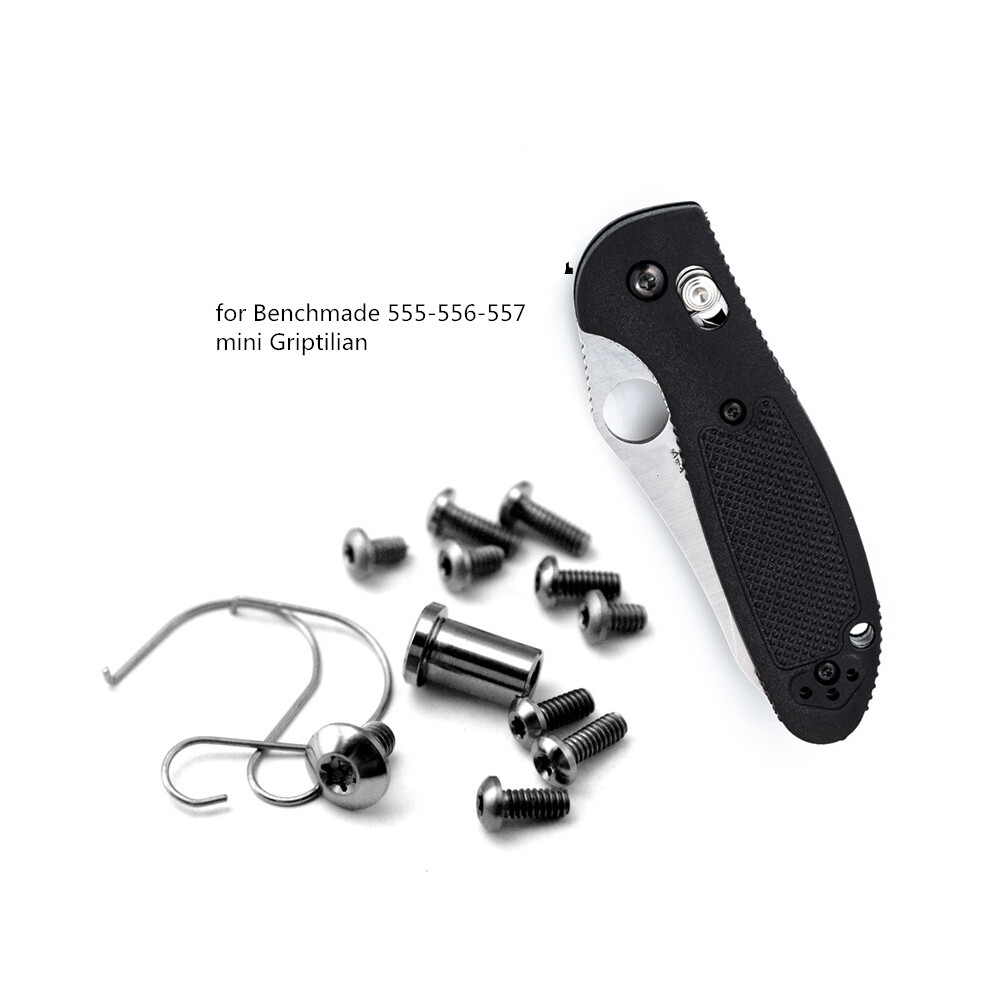 (Black) Alloy Spindle Back Clamp Screws Set For Benchmade 555-556-557 Mini Griptilian 320997705352