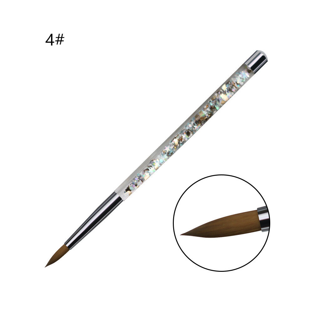(4#) Acrylic Round Nail Brush Manicure Tool UV Gel Liner Drawing Painting Brush