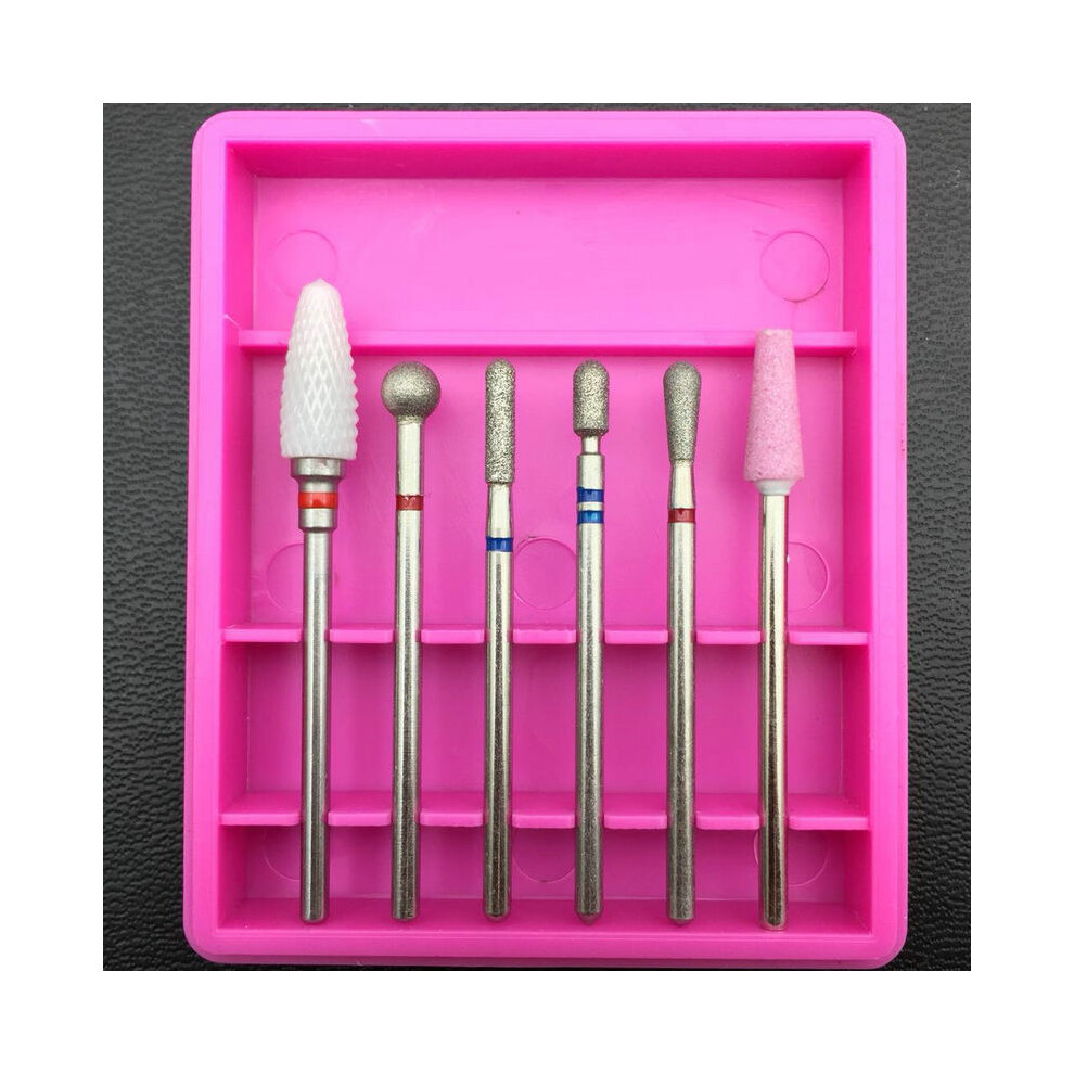 (1#) 6PCS Ceramic Diamond Nail Drill Bits Set Milling Cutter Manicure Gel Cuticle Removal