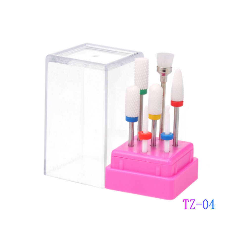 (TZ-04) 7PCS Ceramic Nail Art Drill Bits Gel Removal Electric Manicure Rotary Burr