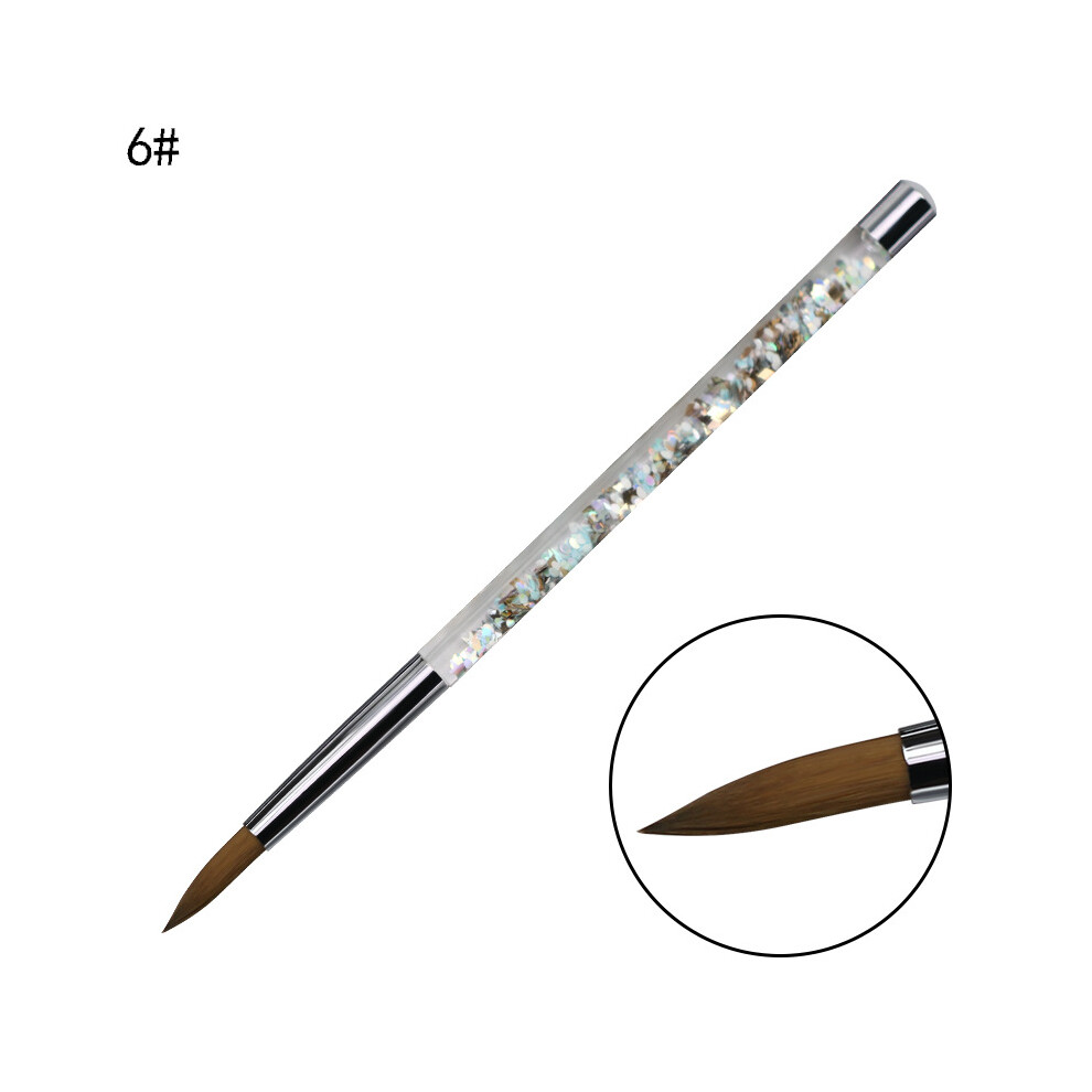 (6#) Acrylic Round Nail Brush Manicure Tool UV Gel Liner Drawing Painting Brush