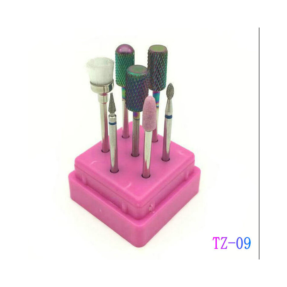 (TZ-09) 7PCS Ceramic Nail Art Drill Bits Gel Removal Electric Manicure Rotary Burr