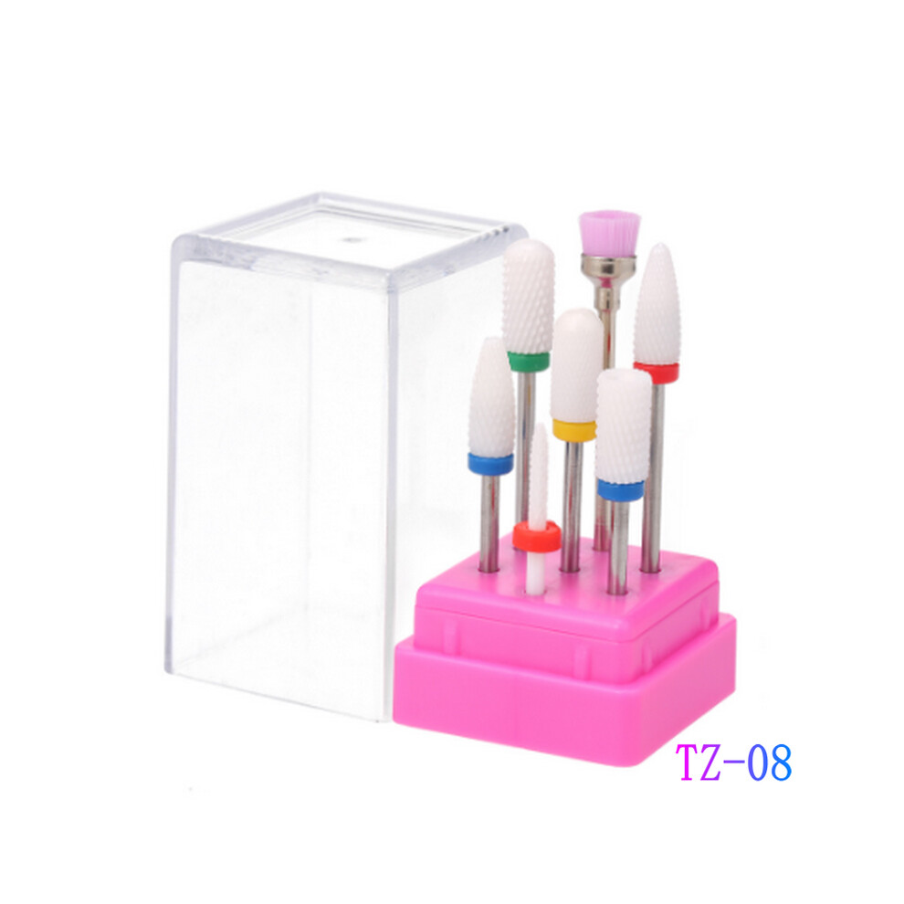 (TZ-08) 7PCS Ceramic Nail Art Drill Bits Gel Removal Electric Manicure Rotary Burr