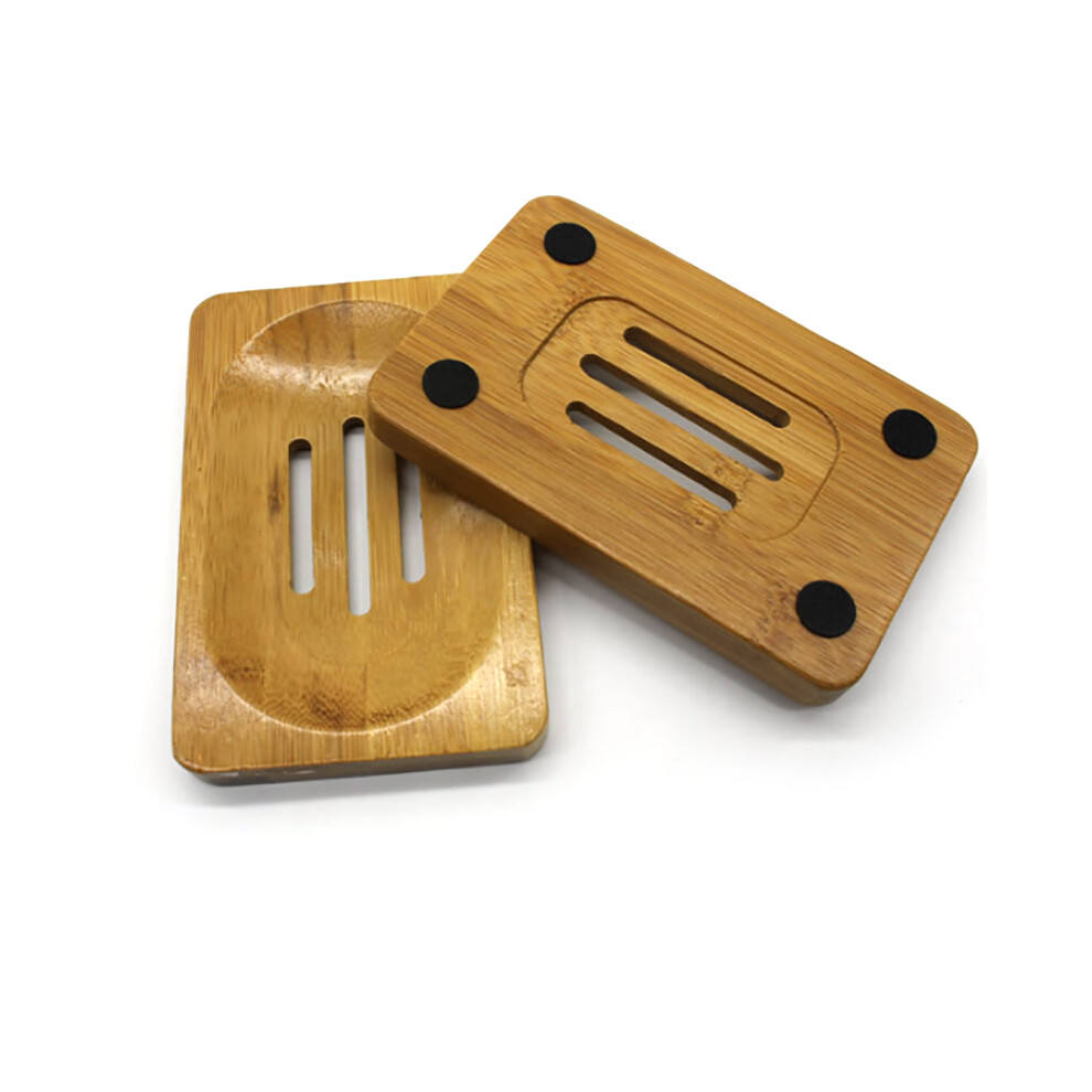 (Rectangle) Wooden Bamboo Soap Dish Holder Mould-Proof For Bathroom Shower Sink Drainer 320997777557
