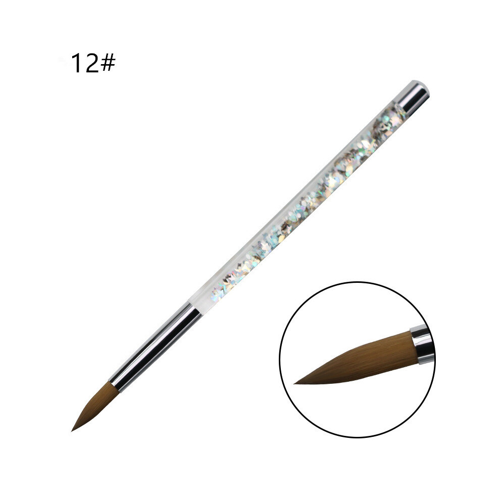 (12#) Acrylic Round Nail Brush Manicure Tool UV Gel Liner Drawing Painting Brush