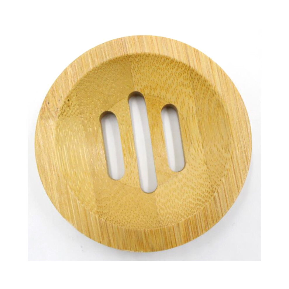 (Round) Wooden Bamboo Soap Dish Holder Mould-Proof For Bathroom Shower Sink Drainer 320997777571