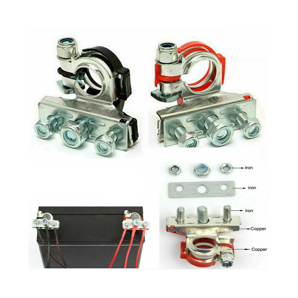 Battery Terminal Connector Clip Car Pure Copper Tinned Car Battery Connector Positive And Negative Connection Silver/Red 320997707226