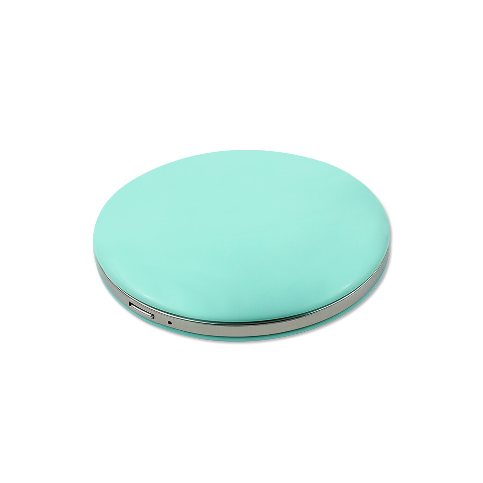(Green) Mini Makeup Mirror with LED Light Pocket Travel Portable Adjustable Magnifying Foldable
