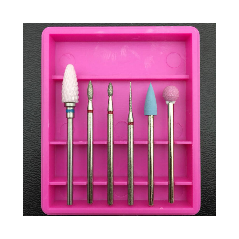 (5#) 6PCS Ceramic Diamond Nail Drill Bits Set Milling Cutter Manicure Gel Cuticle Removal