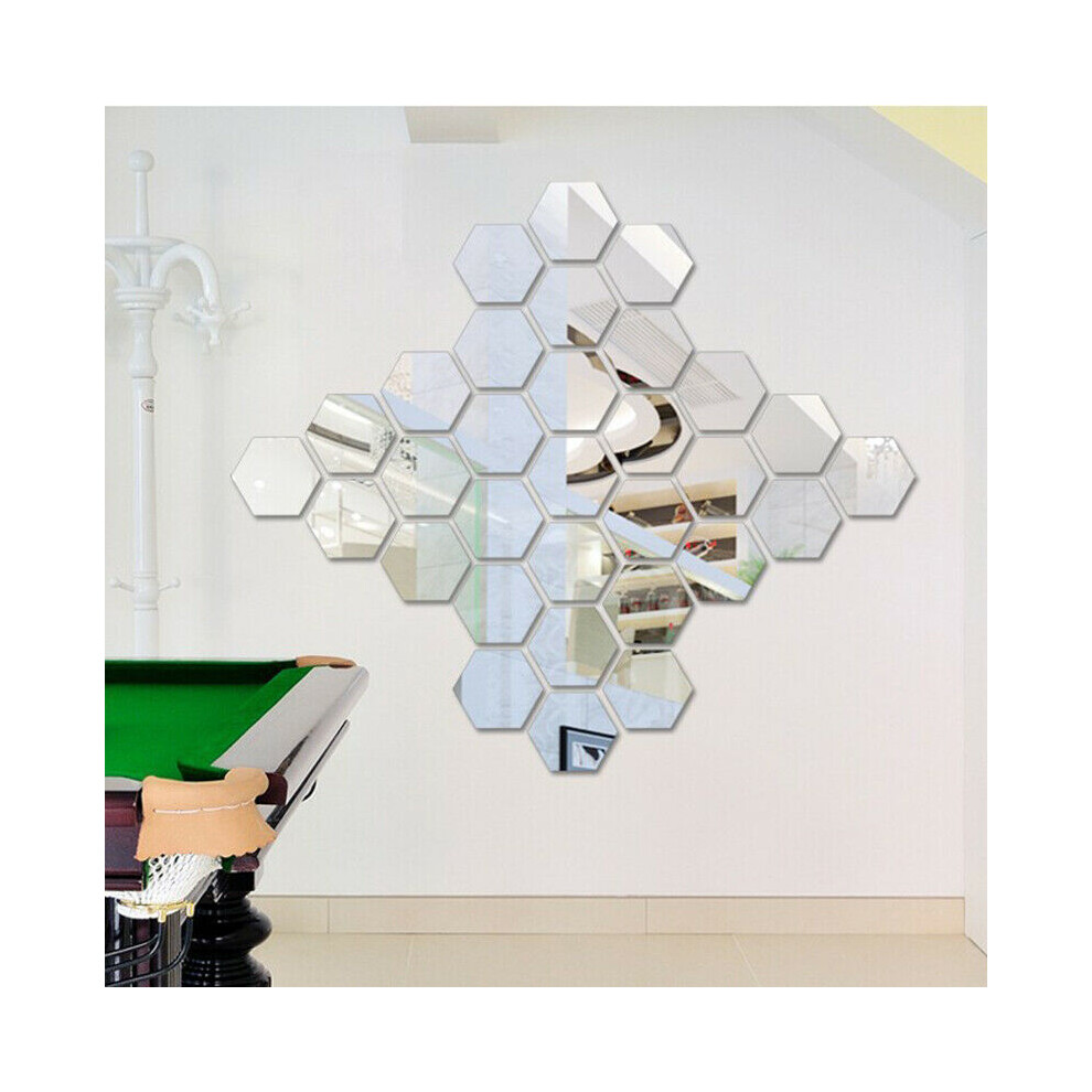 12 Pcs Hexagon Vinyl Home Decor Wall Stickers Decal DIY Removable 3D Mirror CA