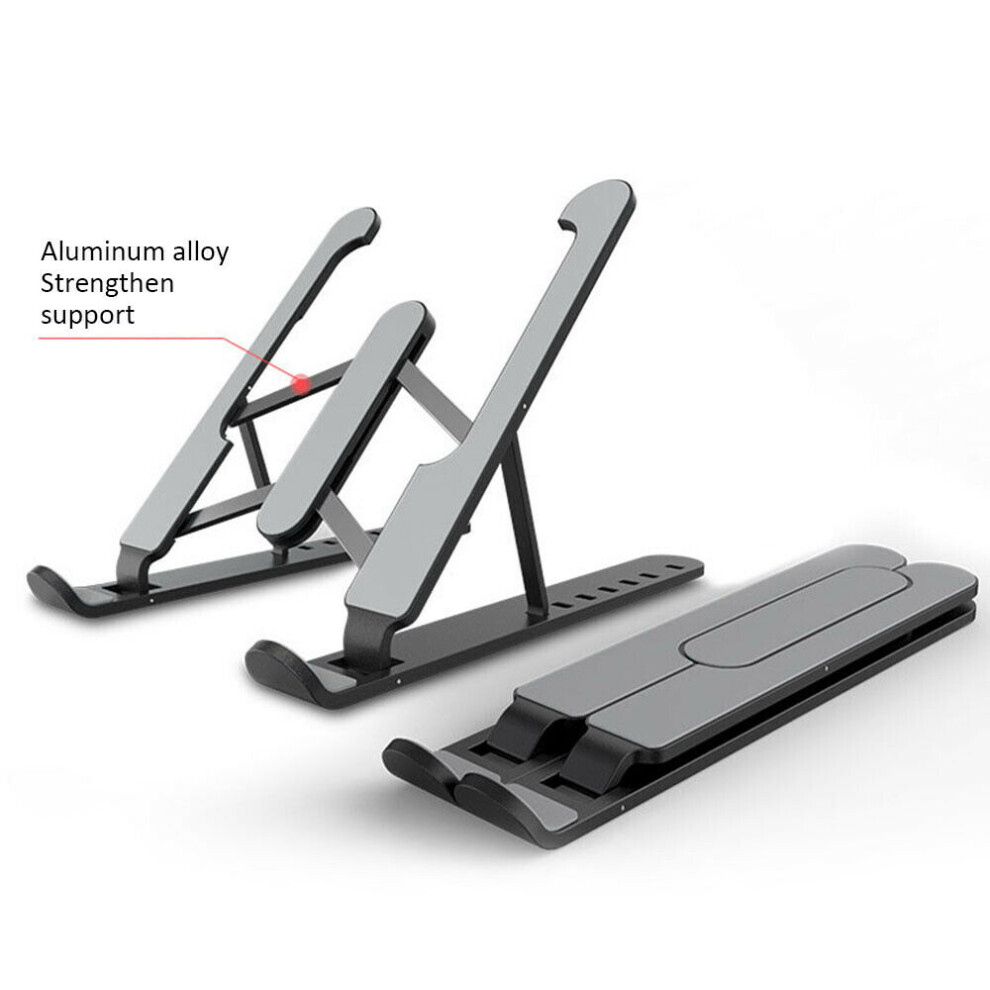 (Black) Adjustable Folding Aluminum Tablet Bracket Mount Portable Laptop Stand Holder Black 110691403742