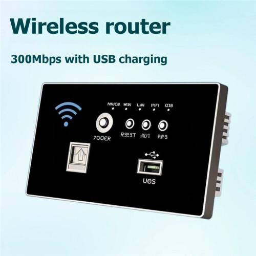 86-Type Wall-Mounted Router, Home AP Wireless WiFi with USB  Socket, Recessed Panel 220V Black 2