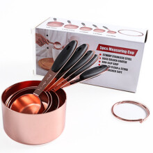 (L) Measuring Cup Spoon Stainless Steel Rose Gold Kitchen Baking Bartending Tools Set