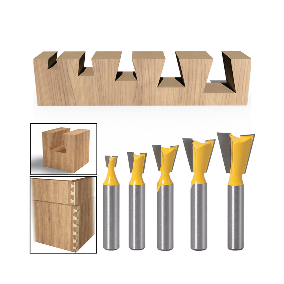 5Pcs 8Mm Shank 14 Dovetail Router Bits Set, Woodworking Engraving Milling Cutters 123643999491