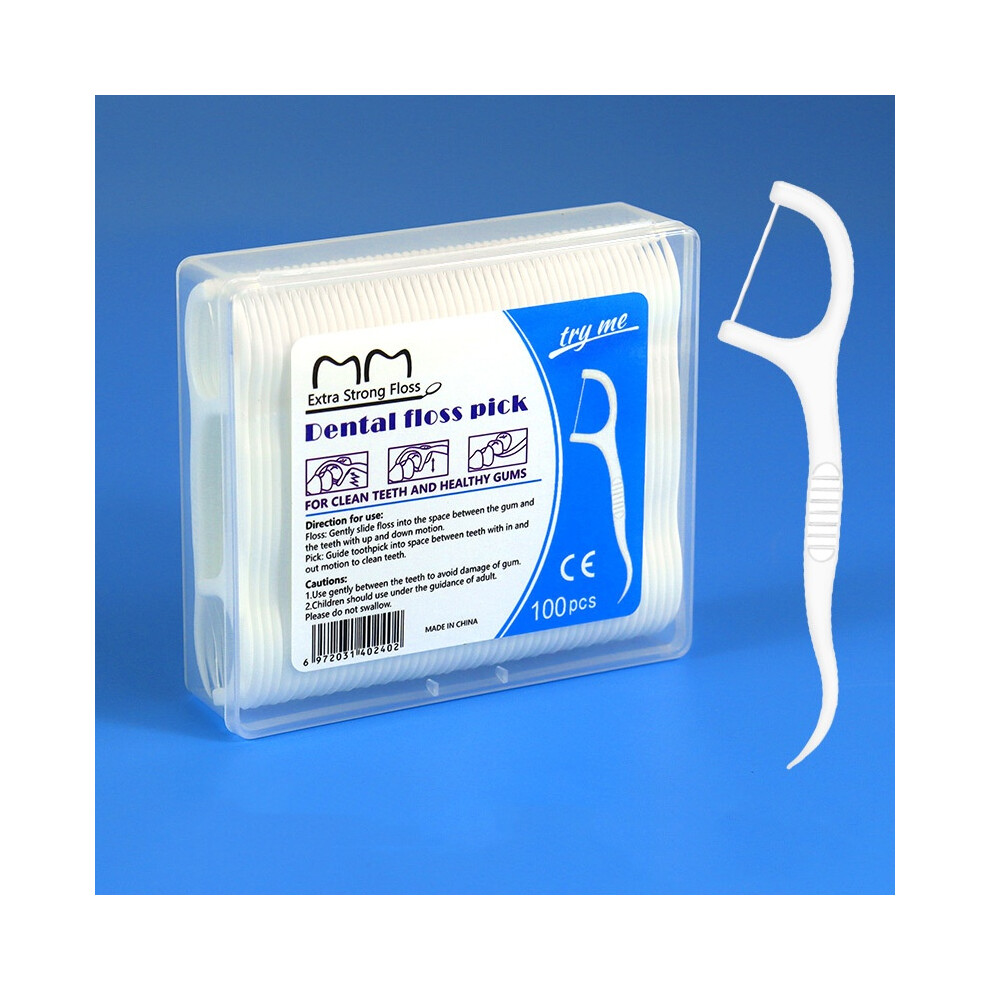 (1 Box) 100Pcs Dental Floss Tooth Picks Plastic Oral Teeth Floss Extra Strong Floss