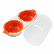 (Orange) Perfect Microwave Double Cup Eggs Poacher BPA Free Cookware Egg Cooker Steamer
