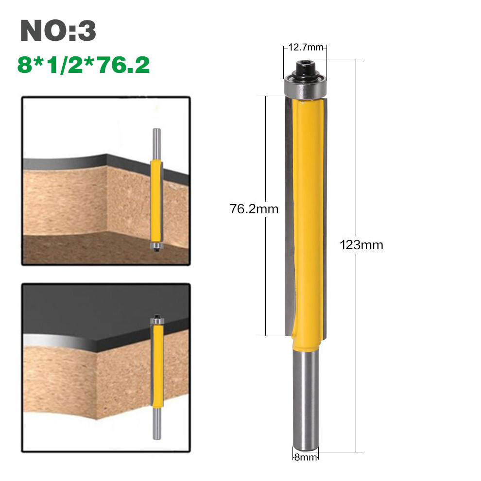 (8*1/2*76.2) 1Pc 8Mm Shank 2"" Flush Trim Router Bit With Bearing For Wood Template Pattern Bit Tungsten Carbide Milling Cutter For Wood 02017 320997706700