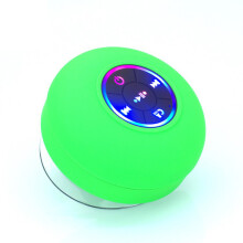 (Green) Portable Waterproof Bluetooth Shower Speaker with Suction Cup and LED Lights 3D