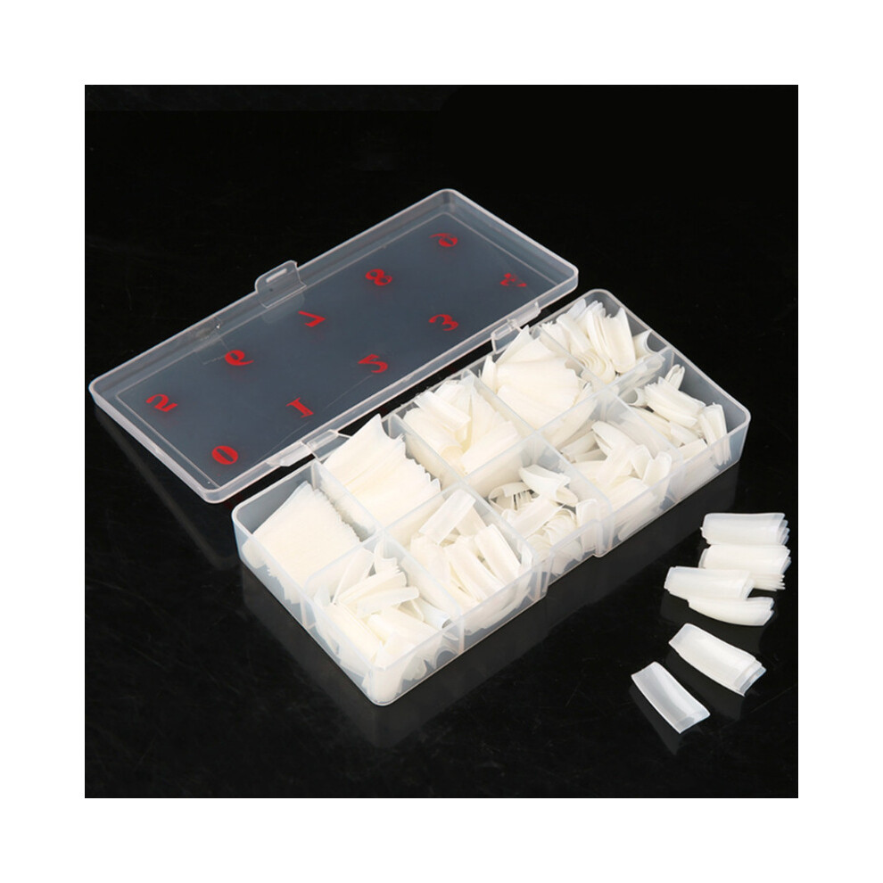 (Natural) 500Pcs/Box Natural French Acrylic False Nail Tips Art 10 Different Sizes