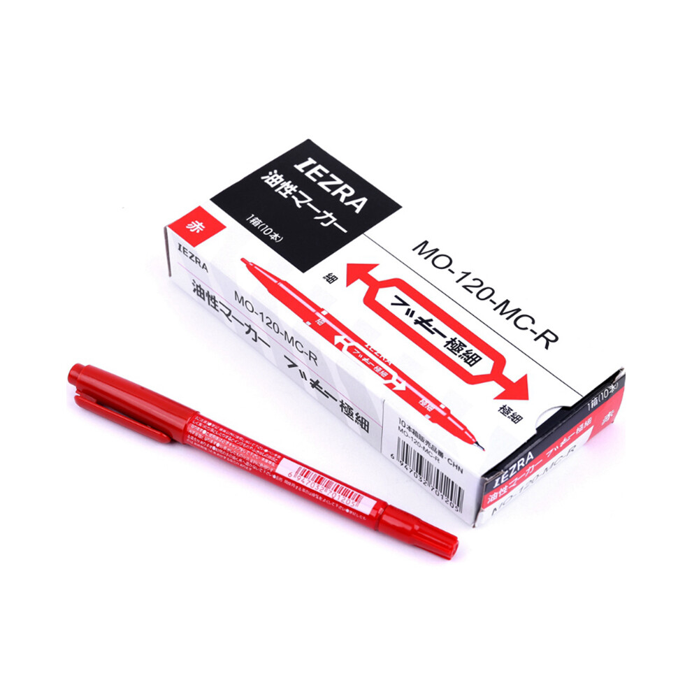 Red (Red) 10Pcs Tattoo Skin Marking Pen Double Ended Fine Thick Tip Marker
