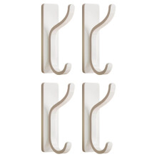 Adhesive Wall Coat Hooks-Heavy Duty Stick- Door Hanger,Metal Hook for Hanging Towel,Purse,Backpack,Clothe-White,4 Pack