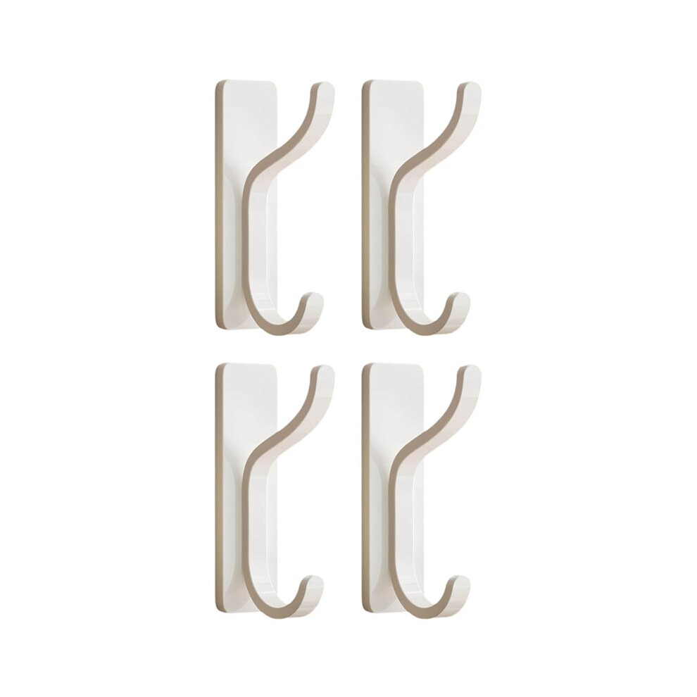 Adhesive Wall Coat Hooks-Heavy Duty Stick- Door Hanger,Metal Hook For Hanging Towel,Purse,Backpack,Clothe-,4 Pack White 6033402164029