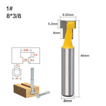 (NO1) 1pc 8mm Shank High Quality T-Slot Cutter Router Bit for 1/4"" Hex Bot