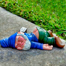 (Blue Dwarf Drunk) Drunk Gnome Patio Ornament Garden Funny Rude Disorderly Statue Figurine Gifts