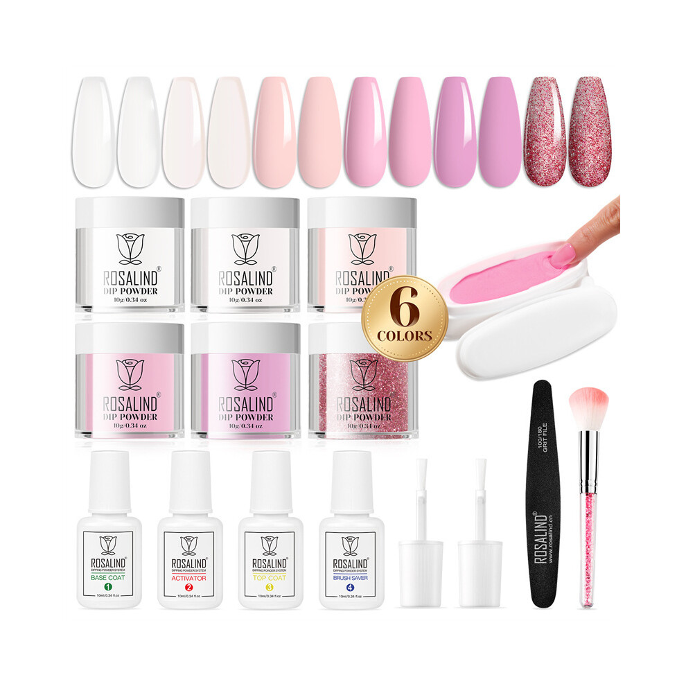 6 Colour Nail Dipping Powder Kit Dip System Liquid Manicure Starter Kit