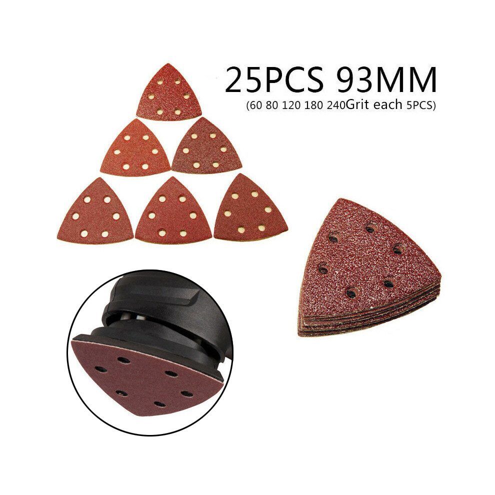 25Pcs Sanding Sheets Paper Sander Pad Hook & Loop Sandpaper Abrasive Tool Kit 320997772736