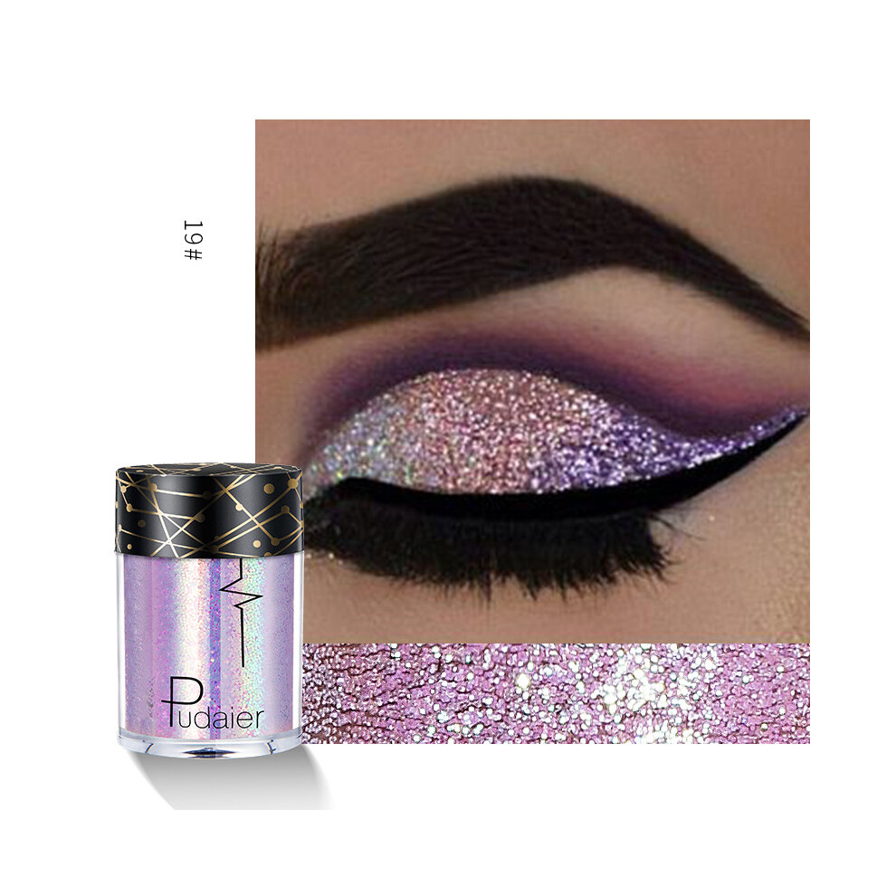 (#19) Pudaier Eyeshadow Glitter High Gloss Face Body Makeup Pigment Highlighter Shimmer Powder 36 Colors Women Cosmetics