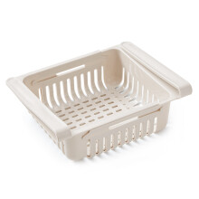 (Apricot) Stretchable Refrigerator Organizer Drawer Basket Fresh Spacer Layer Storage Rack