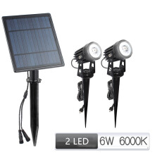 (2 LED White Light) Solar Spike Spotlight Waterproof LED Landscape Lawn Lights Garden Courtyard Lamp