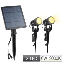 (2 LED Warm Light) Solar Spike Spotlight Waterproof LED Landscape Lawn Lights Garden Courtyard Lamp