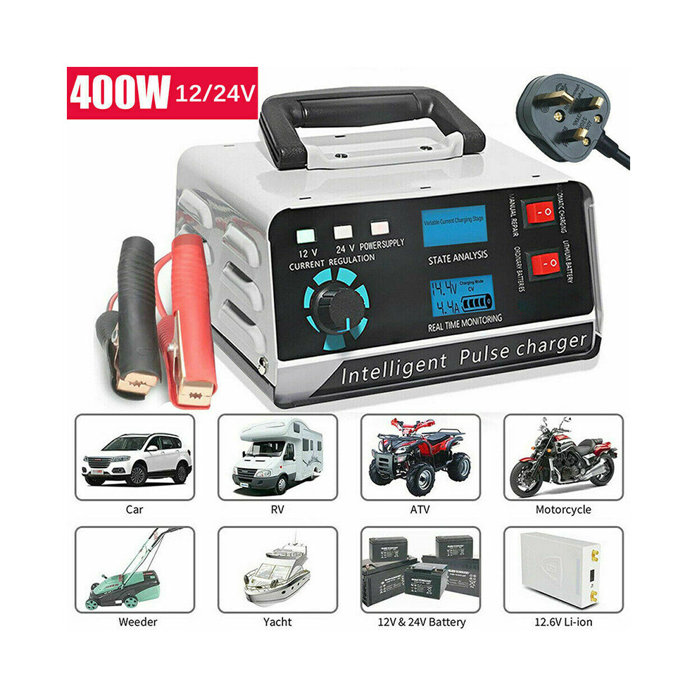 Heavy Duty Smart Car Battery Charger Automatic Pulse Repair Trickle 12V/24V Lcd 320997774204