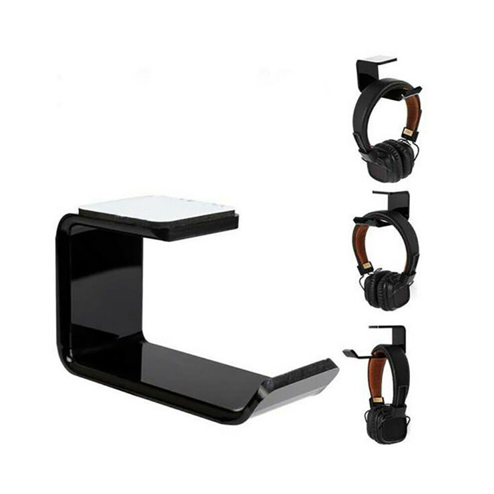 Headphone Stand Acrylic Hook Hanger Tape Under Desk Headset Mount Holder 320997775669