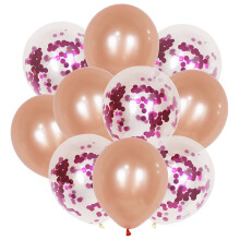 (Rose Gold2) 10PCS Latex Metallic Confetti Balloons Set For Wedding Birthday Party Decor