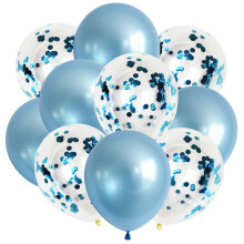 (Blue2) 10PCS Latex Metallic Confetti Balloons Set For Wedding Birthday Party Decor