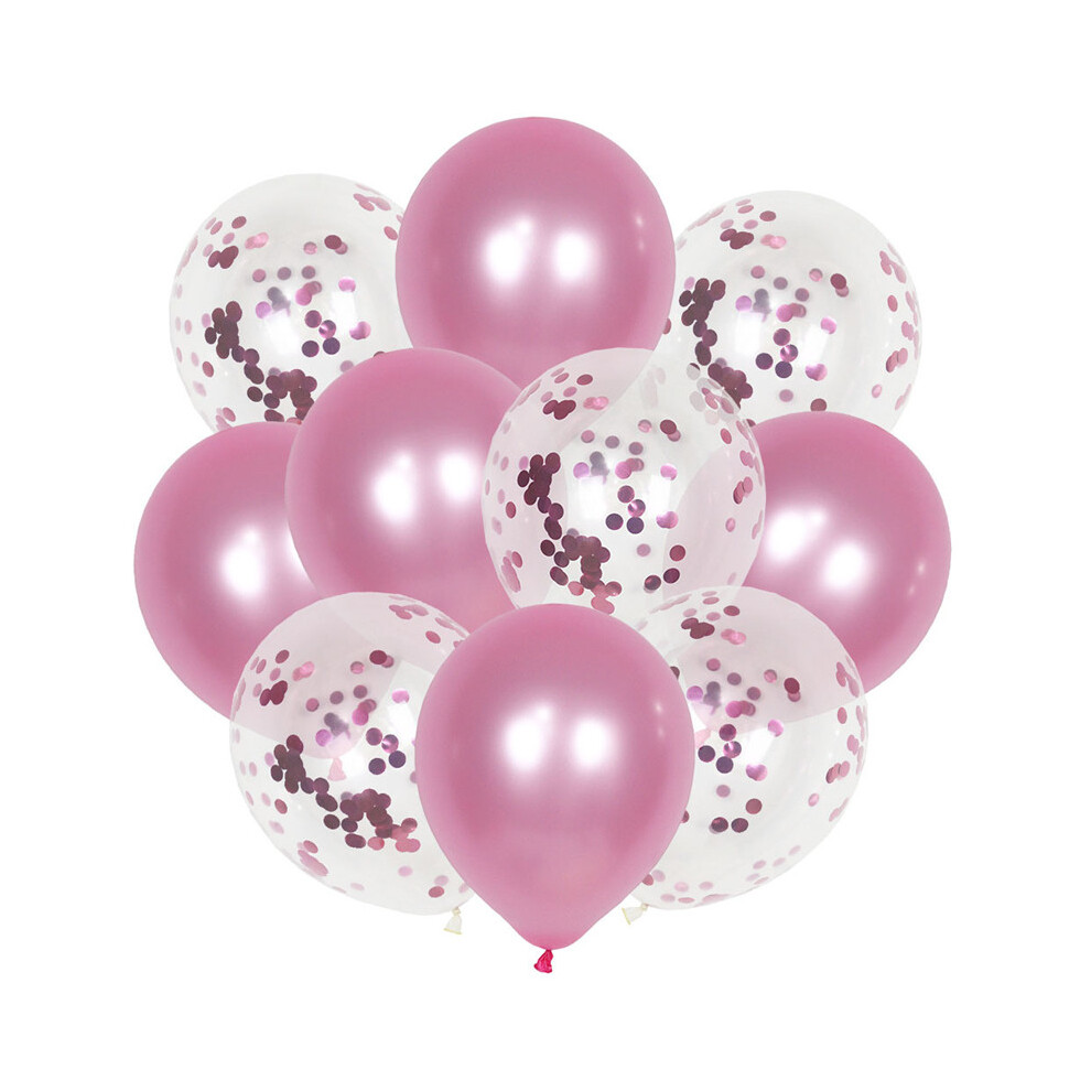 (Pink) 10PCS Confetti Balloons Latex Wedding Birthday Baby Shower Hen Party Decorations