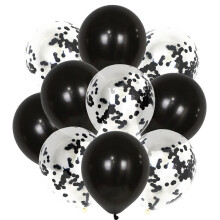 (Black) 10PCS Latex Metallic Confetti Balloons Set For Wedding Birthday Party Decor