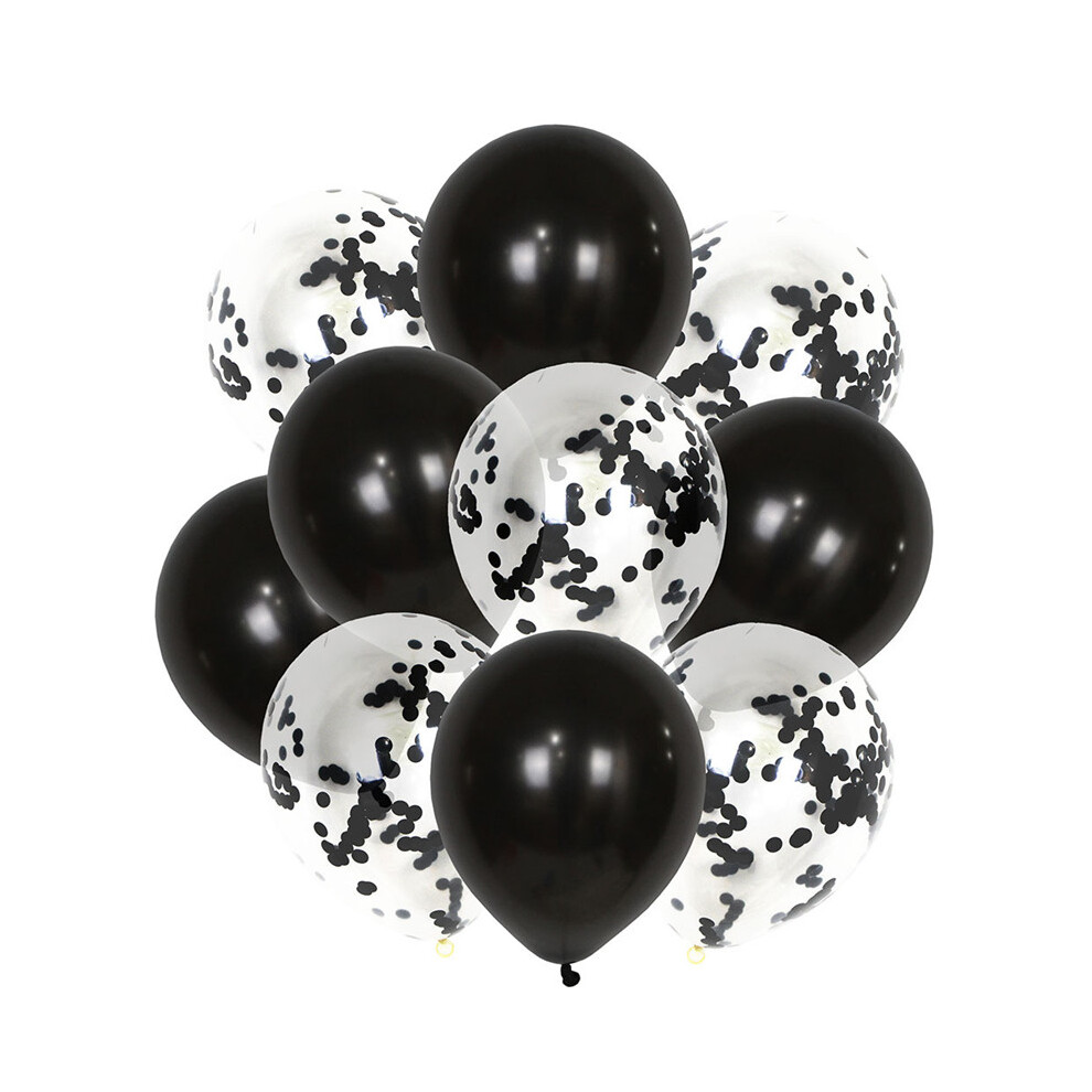(Black) 10PCS Confetti Balloons Latex Wedding Birthday Baby Shower Hen Party Decorations