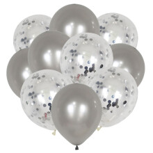(Silver) 10PCS Latex Metallic Confetti Balloons Set For Wedding Birthday Party Decor