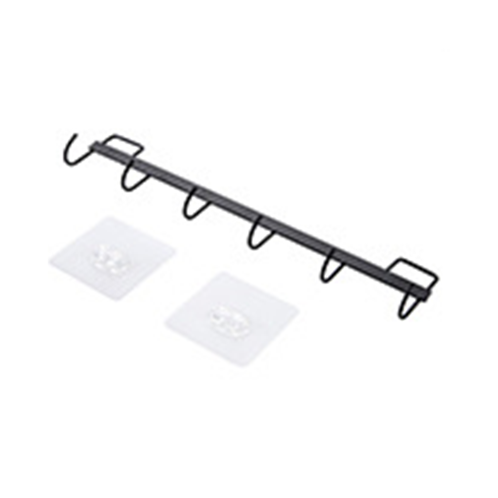 (Black) Kitchen Wardrobe Adhesive Organizer Hook Door Hanger Clothes Hanging Rack Holder 320997784036