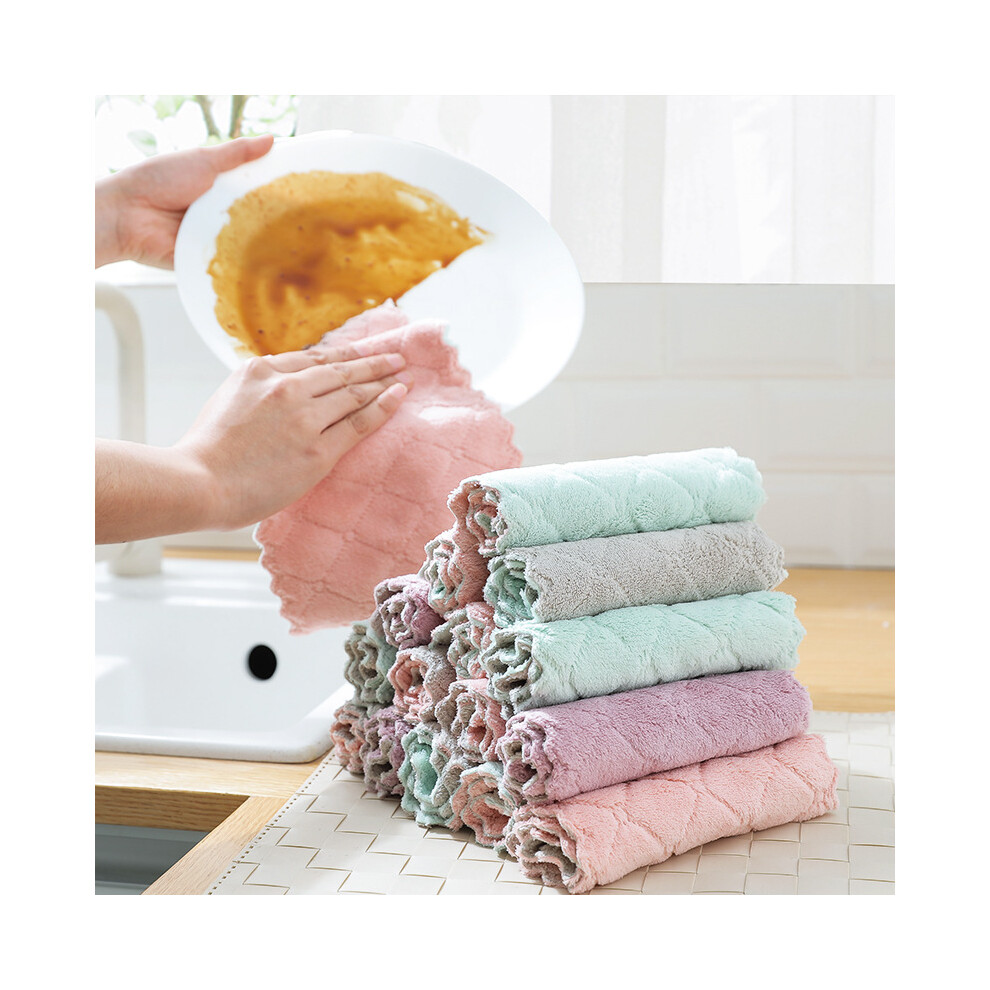 5Pcs Super Absorbent Microfiber Kitchen Dish Cloth Hand Towel Sink Wipe Non Stick Oil Cleaning Rags Tools 320997780021